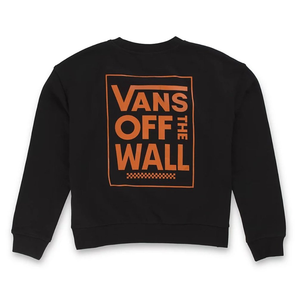 Vans Ronal Boxy Crew Black Pullover Black Logo Wmn